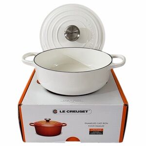 Le Creuset White Enameled Cast Iron Casserole NEW